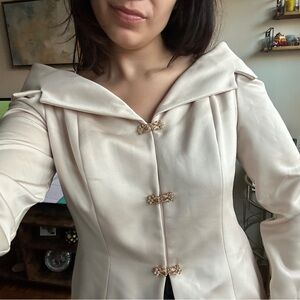 Vintage Alex Evenings Cream / Beige Off Shoulder Blazer Top